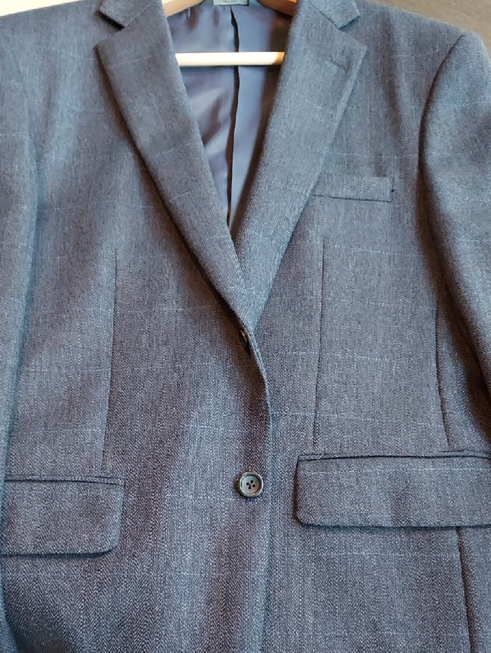 Mens Pronto Uomo Lambswool Navy Windowpane Sport Coat Blazer Size 43 Regular